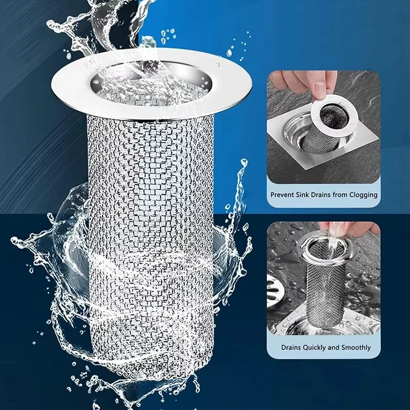 Floor Drain Filter Hair Catcher Stainless Steel Shower Sink Strainer Kitchen Bathroom Bathtub Sink Drains Anti-clog Mesh Filter