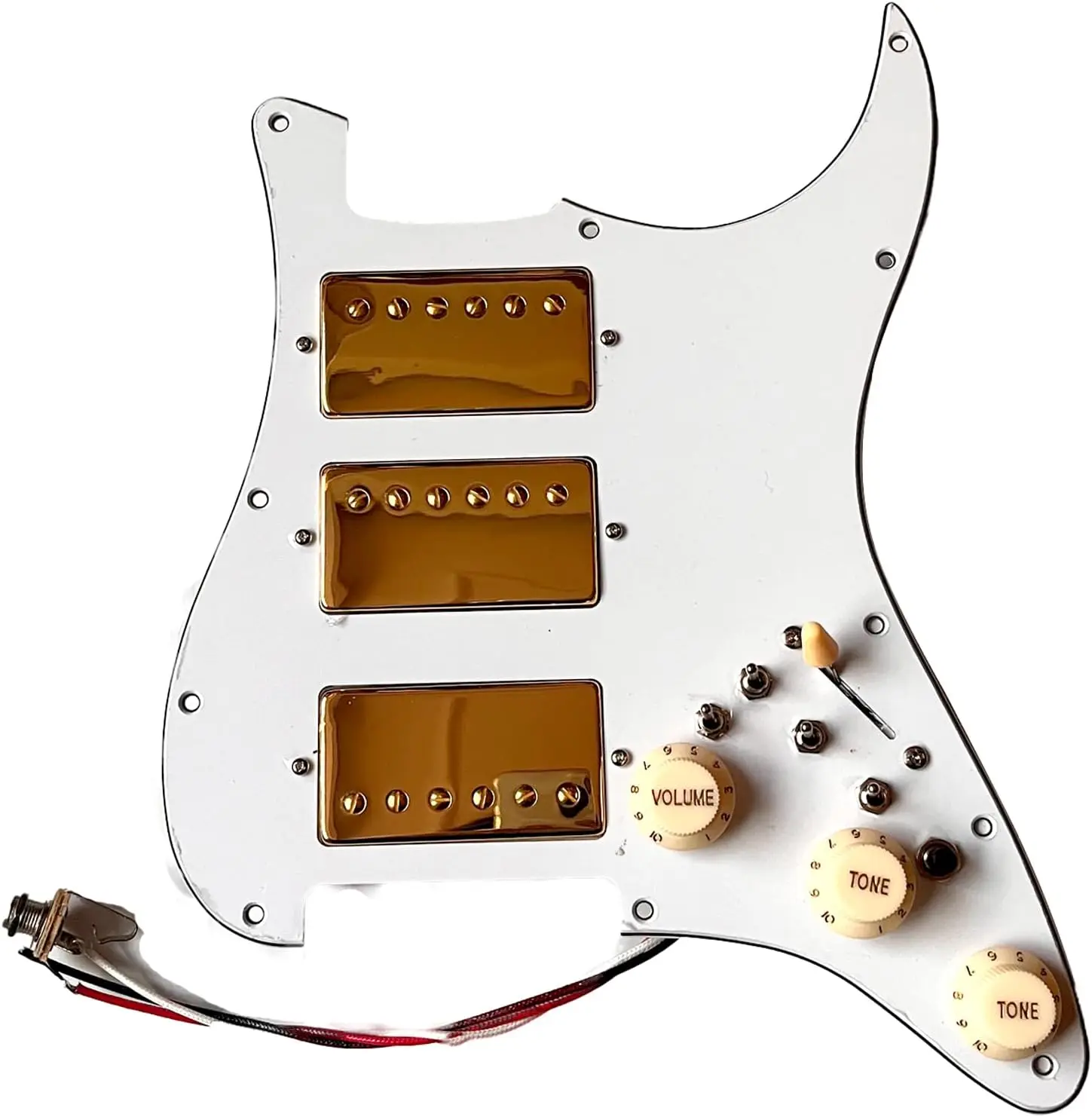 HHH Prewired Pickguard  Alnico 5 Humbucker Gold Pickups Coil Splitting Multi Switch For ST Electric Guitar