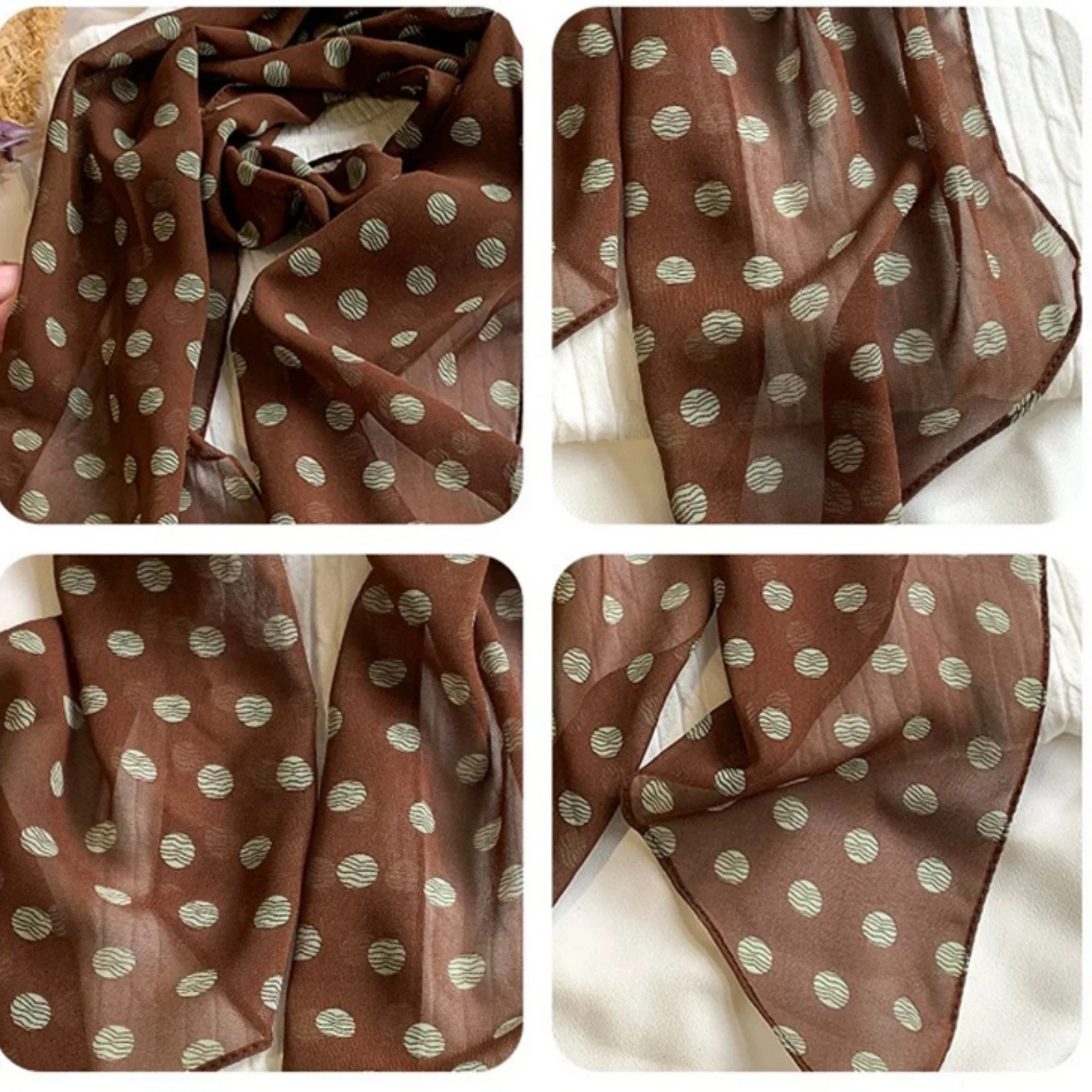Vintage Polka Dot Chiffon Scar - огляд і ціна Vintage Fashion Outfit