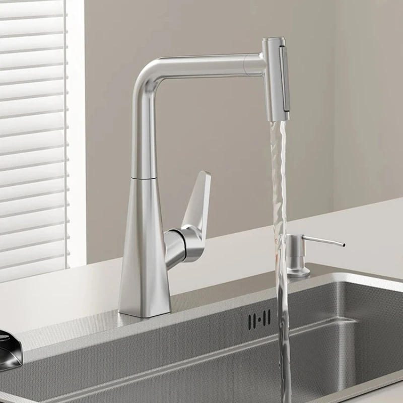 

Kitchen Splash-Proof Wonder: Omni-Directional Rotating &Retractable Spout Hot & Cold Water Mixing Tap Anti-Splash Kitchen Faucet