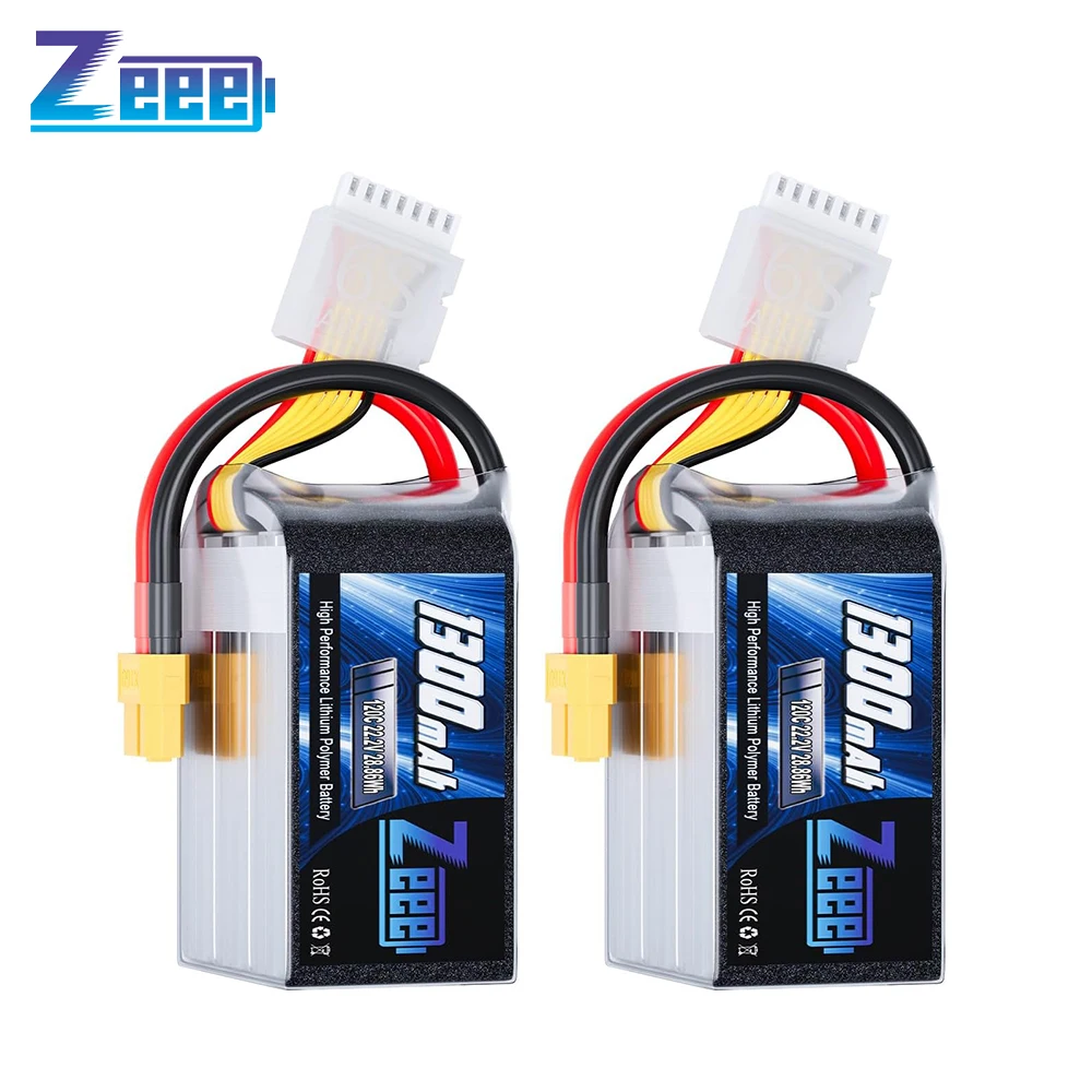 Zeee 6S 1300mAh FPV Drone Battery 22.2V 120C Lipo with XT60 Plug for RC Car Quadcopter Airplane Boat RC Racing Models Parts