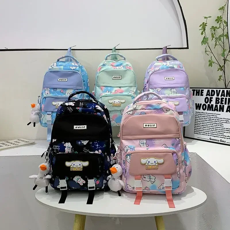 Sanrio cinnamoroll cute girl backpack  junior high school universal large-capacity backpack children\'s stationery gift