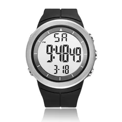 Homens à prova d'água militar LED Display relógios de pulso, pulseira de silicone, despertador multifuncional, relógio esportivo, 50m, moda