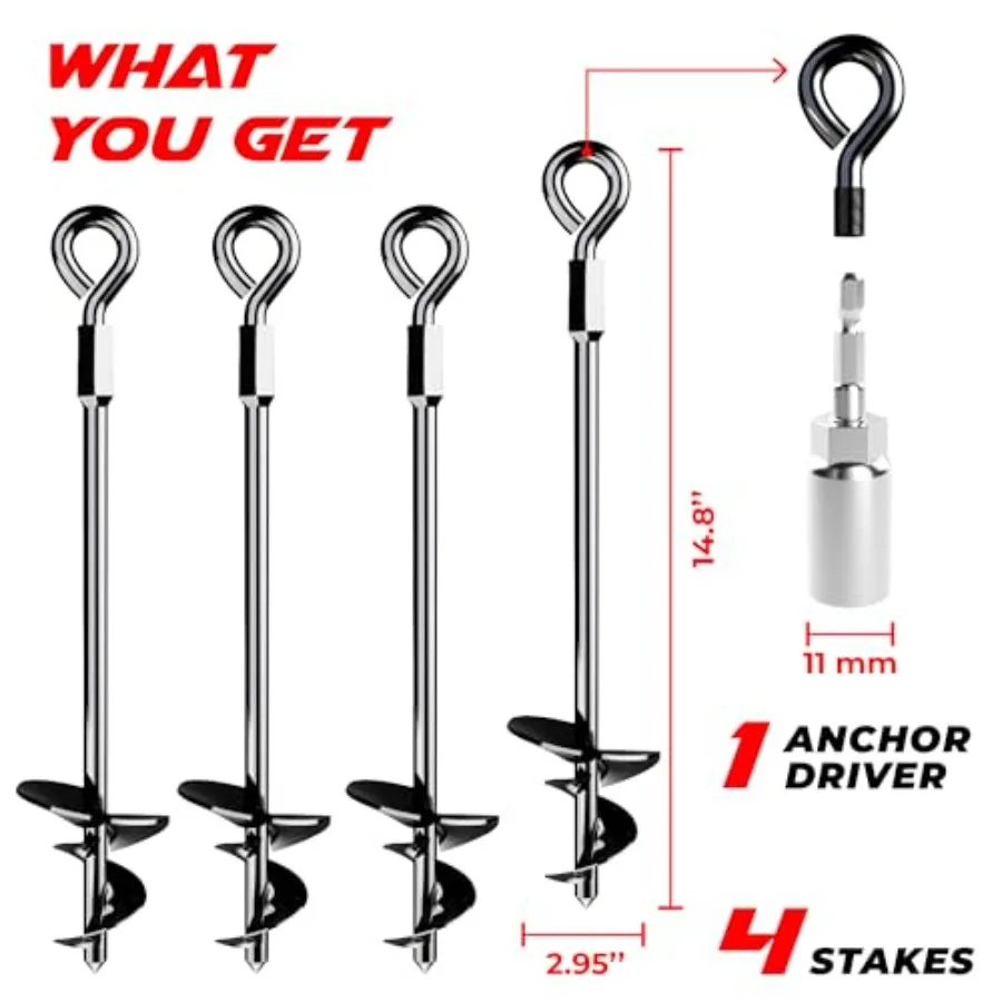 15 مرساة أرضية برغي شديدة التحمل للرياح العالية، مراسي أرضية موثوقة لتركيب آمن لخيم مجموعات التأرجح Tr #2