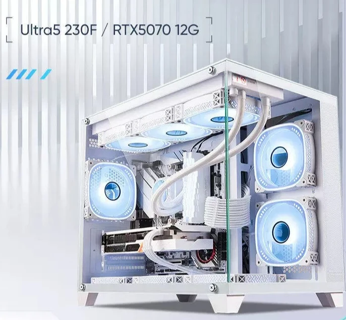 Desktop computer host 9800X3D high-end game console 4K light chasing independent display Ai e-sports design rendering
