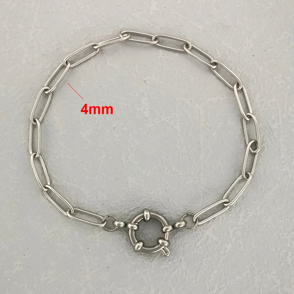 QMHJE Edelstahl Armband Fußkettchen Frauen Männer Anker Verschluss Perlen Kette Sailor Rad Geometrische Link Grundlegende DIY Gold Silber Farbe – Detail 4