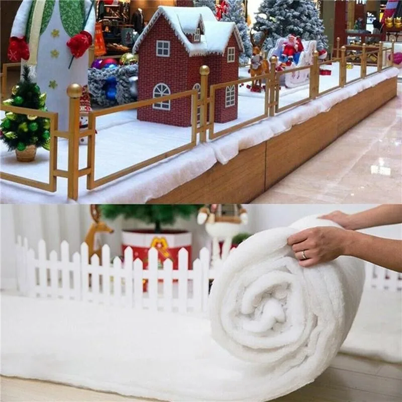 Christmas Cotton Soft White Blanket Artificial Xmas Party Decor Cotton Fake Christmas Tree Scene Decoration Props 2024 New