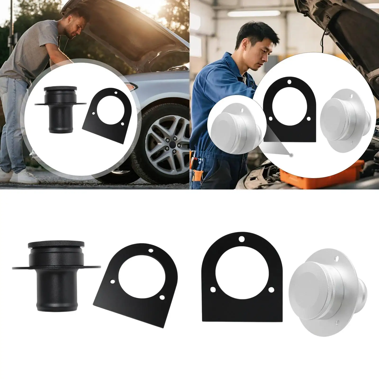 Easy Install Remote Fuel Tank Filler Neck with Cap Durable Aluminum Alloy Straight Attachment for