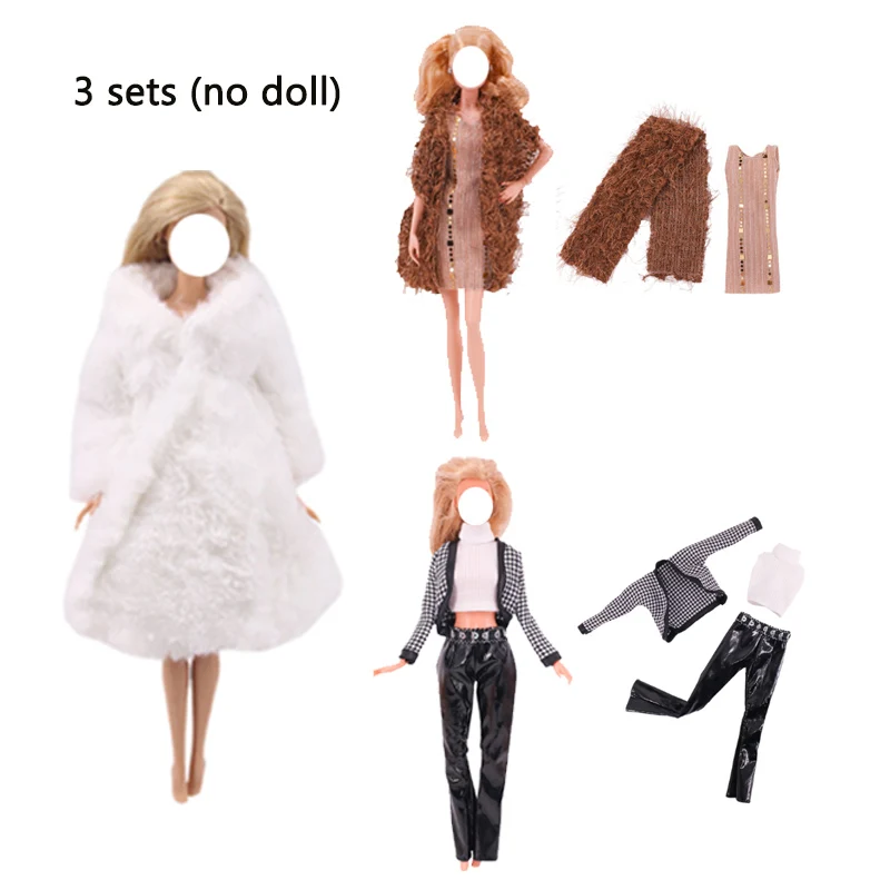 3 Sets/Lot Handmade Fashion Clothes for 11.5in/30cm Dolls Winter Coat Sweater Jacket Dress Clothing Doll Accessories Toys