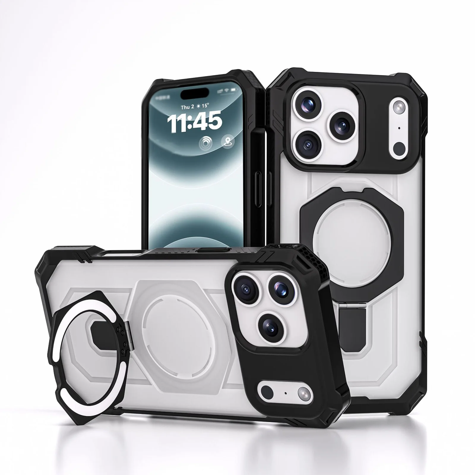 

Чехол для iPhone 17 Pro Max/17 Pro/17 Air/17 с магнитной крышкой для камеры, подставкой и защитой военного класса