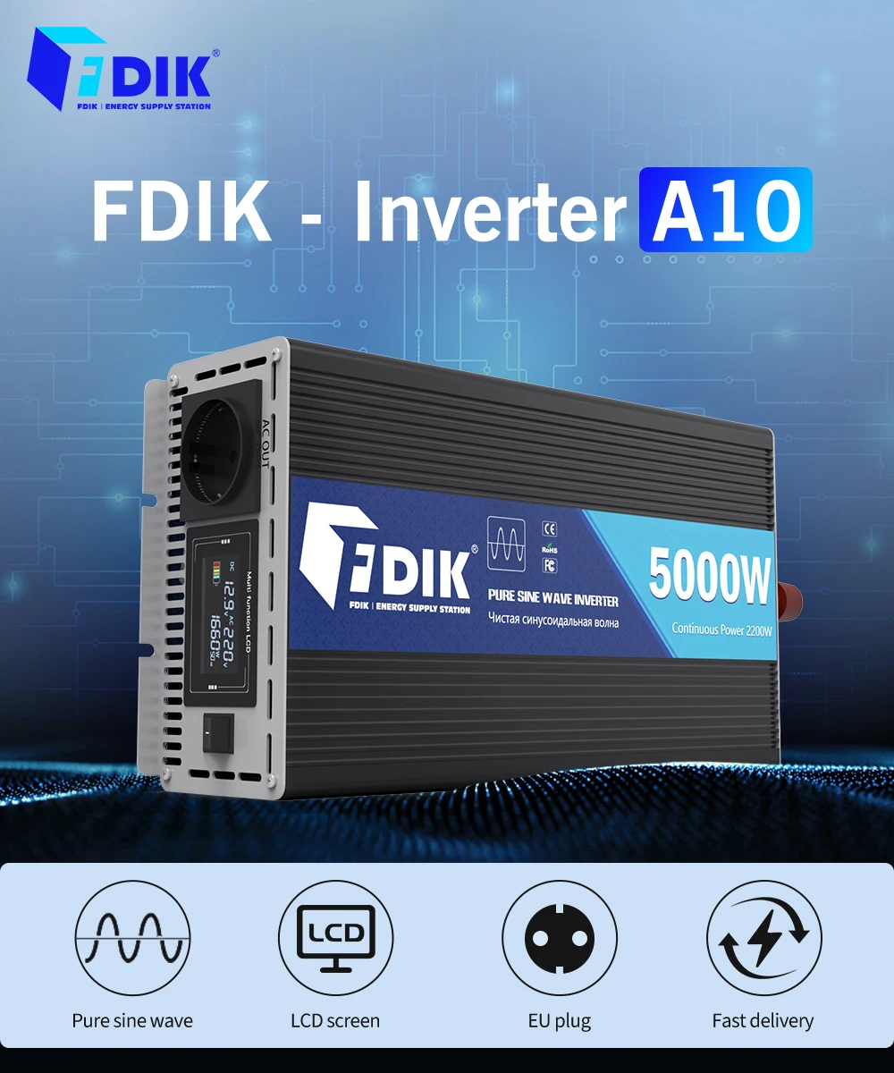 FDIK Wechselrichter 5000W, reiner Sinuswellen-Wechselrichter; 12V und 24V sind nicht austauschbar. Bitte wählen Sie das richtige Modell. – Detail 1
