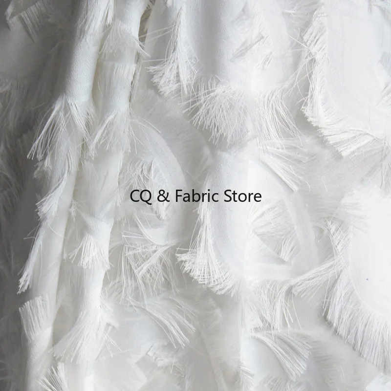 

Жаккардовая ткань с цветочным узором, весенне-летняя дышащая шифоновая ткань с бахромой и павлиньими глазами для свадебного платья