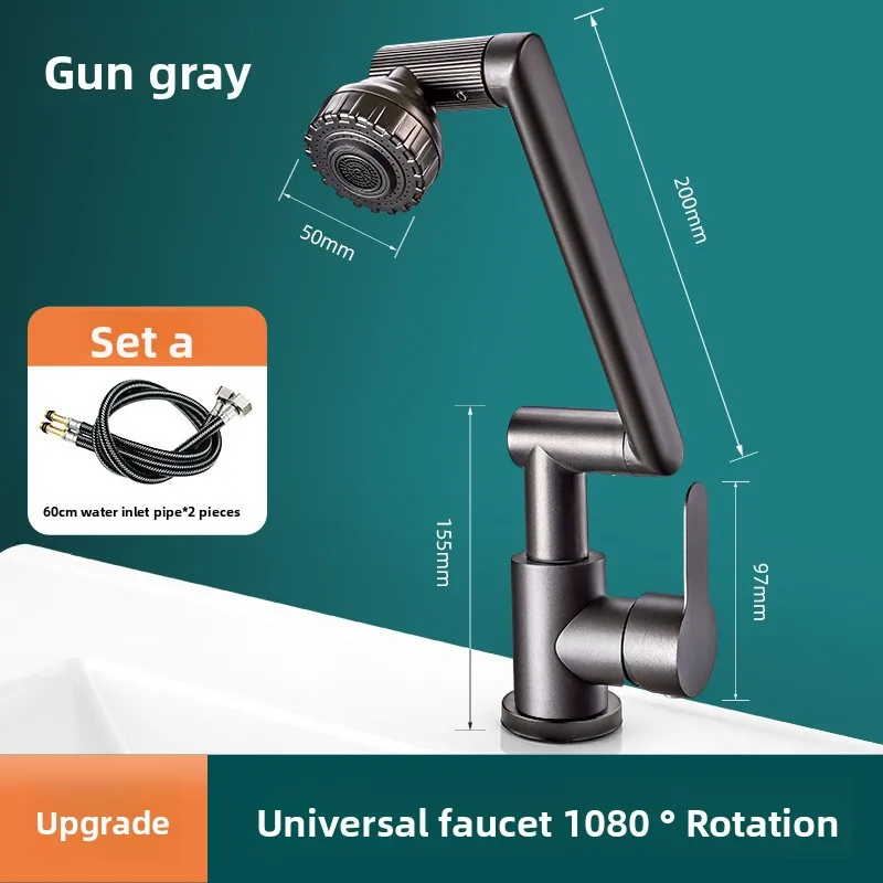 1080° Swivel Kitchen Sink Faucet Bathroom Sink Faucet Basin Faucet Multifunction Cold and Hot Water Tap