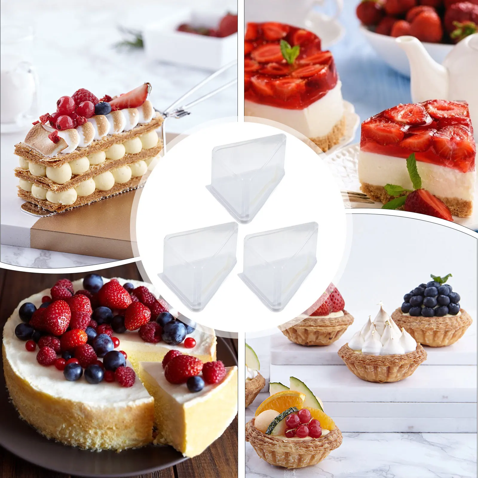 

10Sets Plastic Mini Cake Boxes Triangle Cake Packing Boxes Bakery Dessert Packing Box Dessert Case Plastic Cases