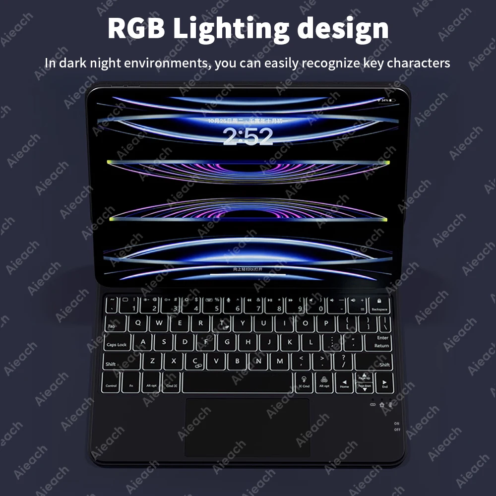 iPad Air 13 & 11 M2 M3 Air 4 5/ Pro 13 & 11 M4 & 12.9/ iPad 第11世代 A16 第10世代用マジックキーボードケース、マルチタッチトラックパッド付き