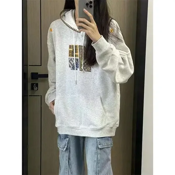 High Quality Embroidery Vintage Boho Pattern Oversized Sweatshirt Hoodies Men Women Hip Hop Streetwear Long Sleeve Tops Autumn