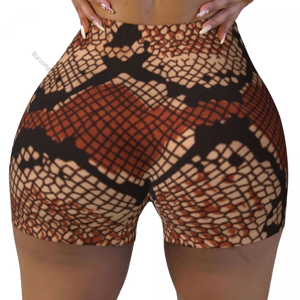 Sexy tight hip sports shorts Snake Skin Of Python fitness women's comfortable yoga shorts