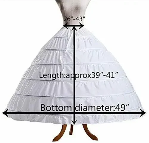 Romantic New Design Women Crinoline 6 Hoop long Petticoats Floor Length for Ball Gown Wedding Dress