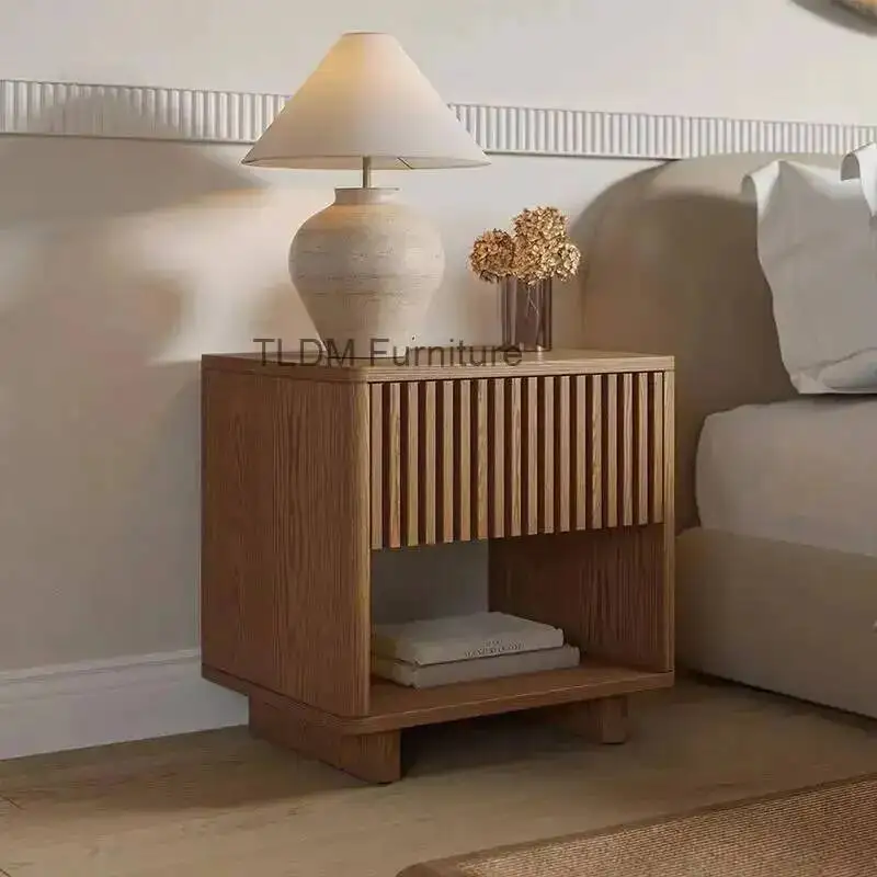 Bedside Mesita Simple Luxury Aesthetic Noche Nightstand Table Wood Storage Minimalist De Modern Trendy Bedroom Furniture