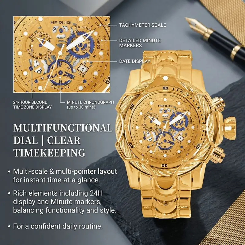 1pc Fashionable and Personalized Hollow Mechanical Chronograph Watch - view 3