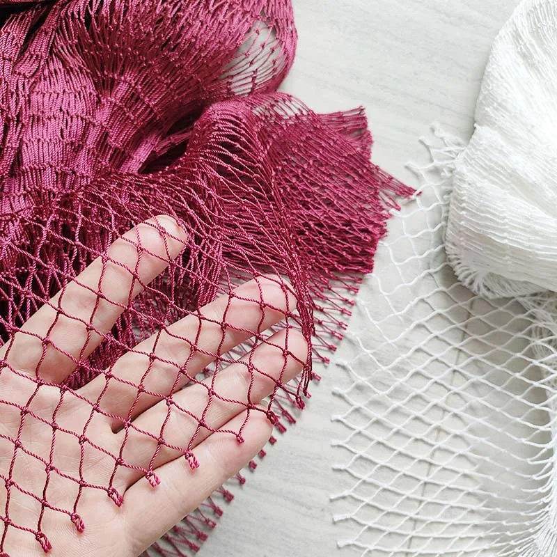 1cm Grid Semi-finished fish net Nylon trawl net red and white Accessories Barrage net tool Breeding network