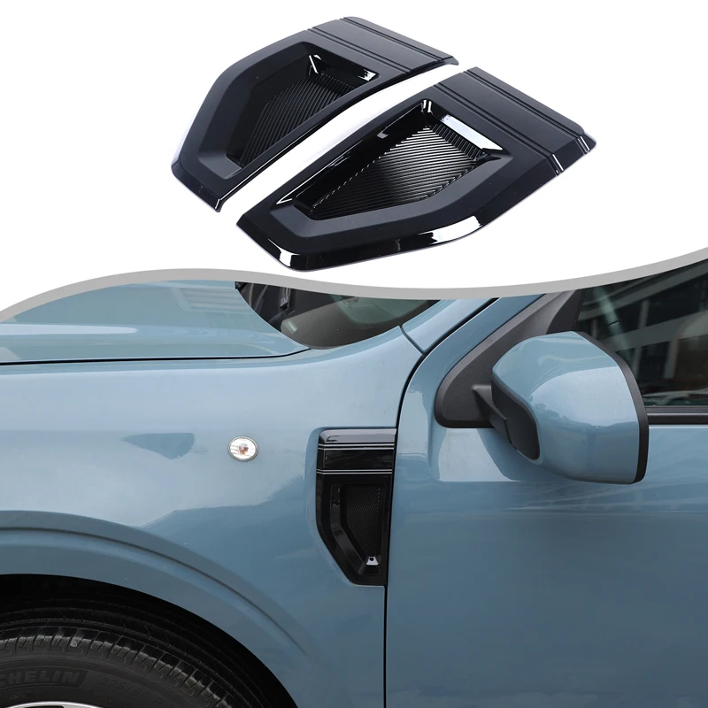 

2 шт. ABS черный для Ford Maverick 2022 + автомобильное переднее воздуховыпускное отверстие, боковое крыло, декоративная наклейка, аксессуары для защиты экстерьера автомобиля