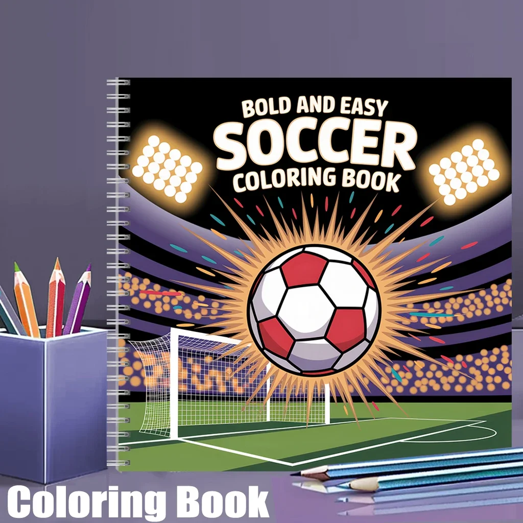 

Простая книжка-раскраска с футбольной тематикой для взрослых, подарок на день рождения, школьные принадлежности, милая книжка для рисования для взрослых