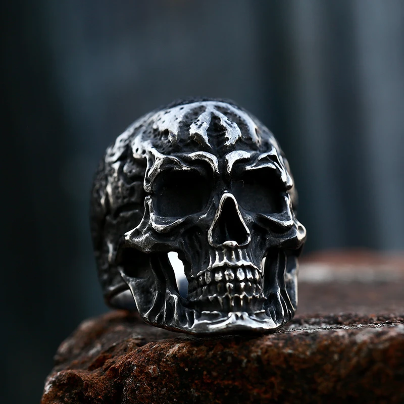 BEIER 2022 New Fashion Ghost Skull Head 3D Ring Punk Hip Hop Biker Rocker Vintage Color  Trendy Jewelry Accessories Wholesale