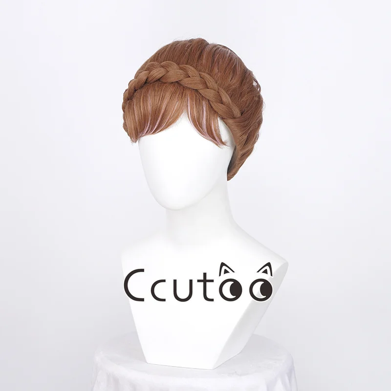 

ccutoo wig Braids Short Natural Brown Mixed Blonde Anna Updo Synthetic Hair Cosplay Costume Wig + Wig Cap