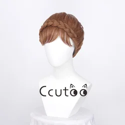 ccutoo wig Braids Short Natural Brown Mixed Blonde Anna Updo Synthetic Hair Cosplay Costume Wig + Wig Cap