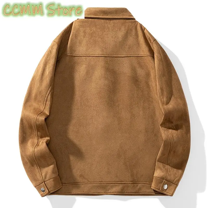 Suede Jacket Men Fashion Autumn Winter Cargo Jackets Casual High Street Wear Man Outwear Men's Coats Clothing Top