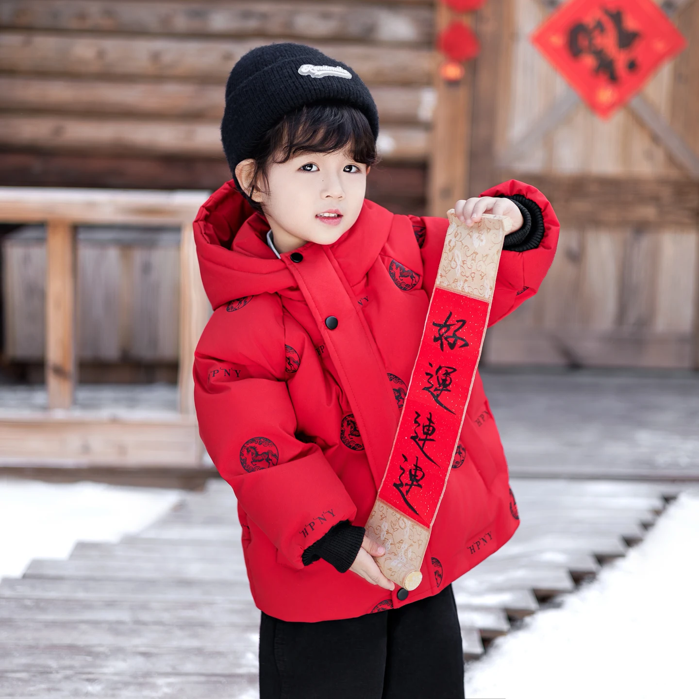 

Boys' Winter down Jacket 2025 New Style Festive New Year Visit Cotton Coat Baby Boy Red Outerwear Warm Windproof Water Repellent