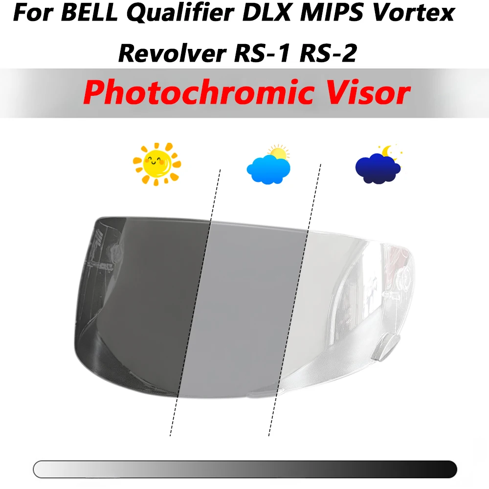 Visera Fotocromática Compatible con Cascos BELL Qualifier DLX MIPS Vortex Revolver RS-1 RS-2, Protector Facial con Protección UV, Accesorios para Cascos