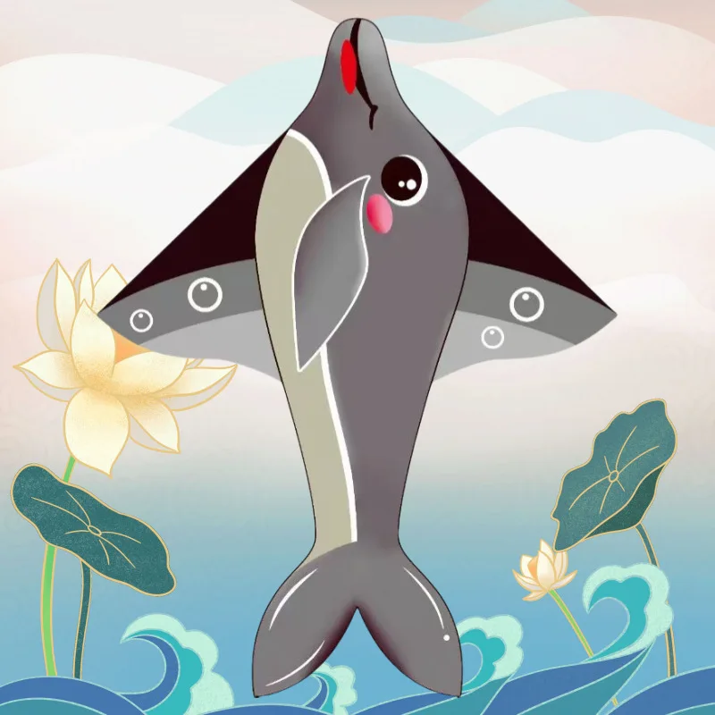 凧草原凧風を飛ばす子供大人大型イルカ凧ストリングなしギンガムアウトドア楽しいスポーツおもちゃ 1.6 メートル