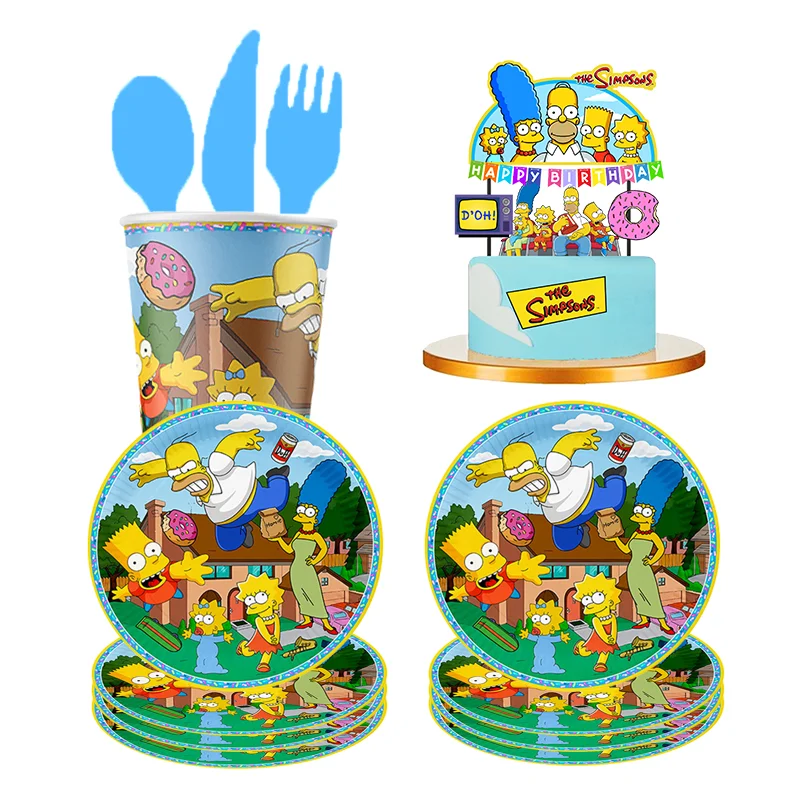 THE SIMPSONS GAME Baby Shower Kids Toy Aluminum Foil Digital Balloon Set Birthday Party Decor and Napkins Disposable Tableware