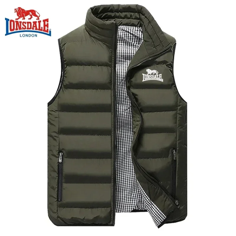 Colete Quente Bordado Sem Mangas Masculino, Jaqueta Windproof, Luxo, Marca de Moda, Alta Qualidade, Exterior, Outono, Inverno