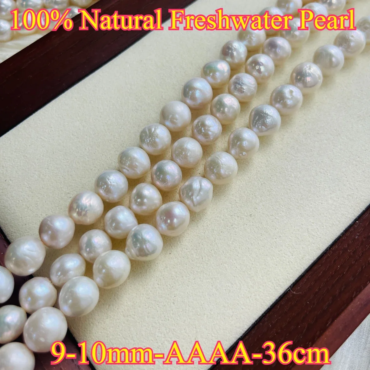 9-10mmAAAA أنيقة لؤلؤ المياه العذبة الطبيعية حجم كبير بالقرب من حبة مستديرة مجوهرات جعل هدية عقد دي اي واي سوار المرأة هدية الزفاف