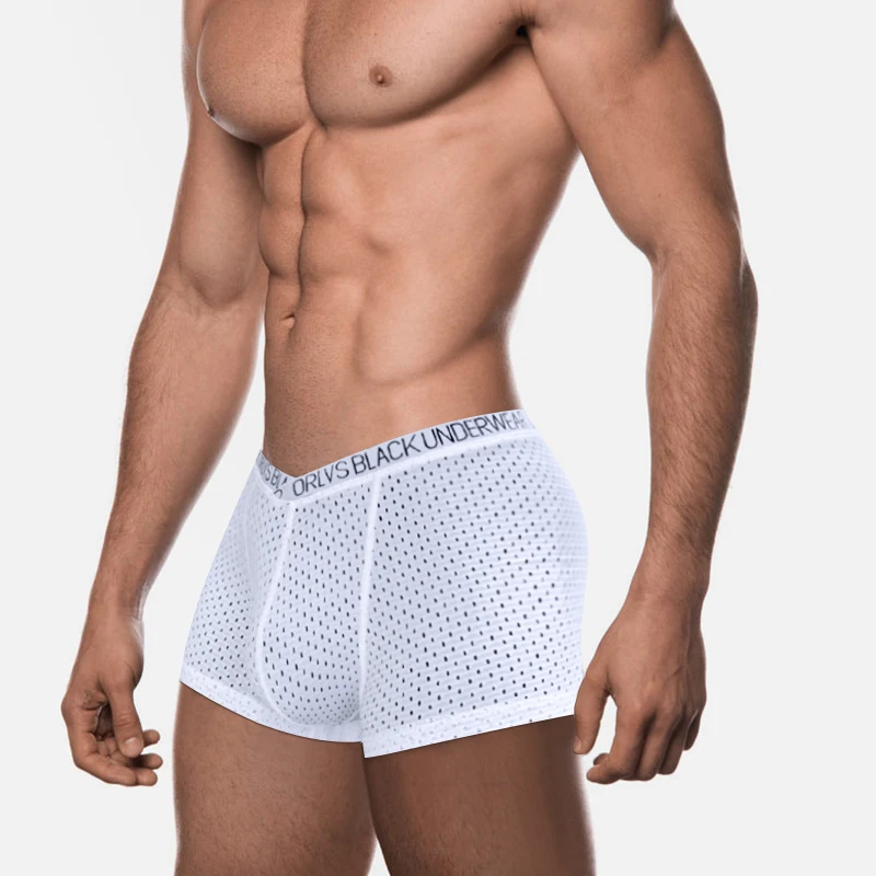 Boxer Shorts Men\'s Ice Silk Underwear Cool Underpants Breathable Sexy Thin Panties U Convex Lingerie Wholesale Lots M-2XL OR6300