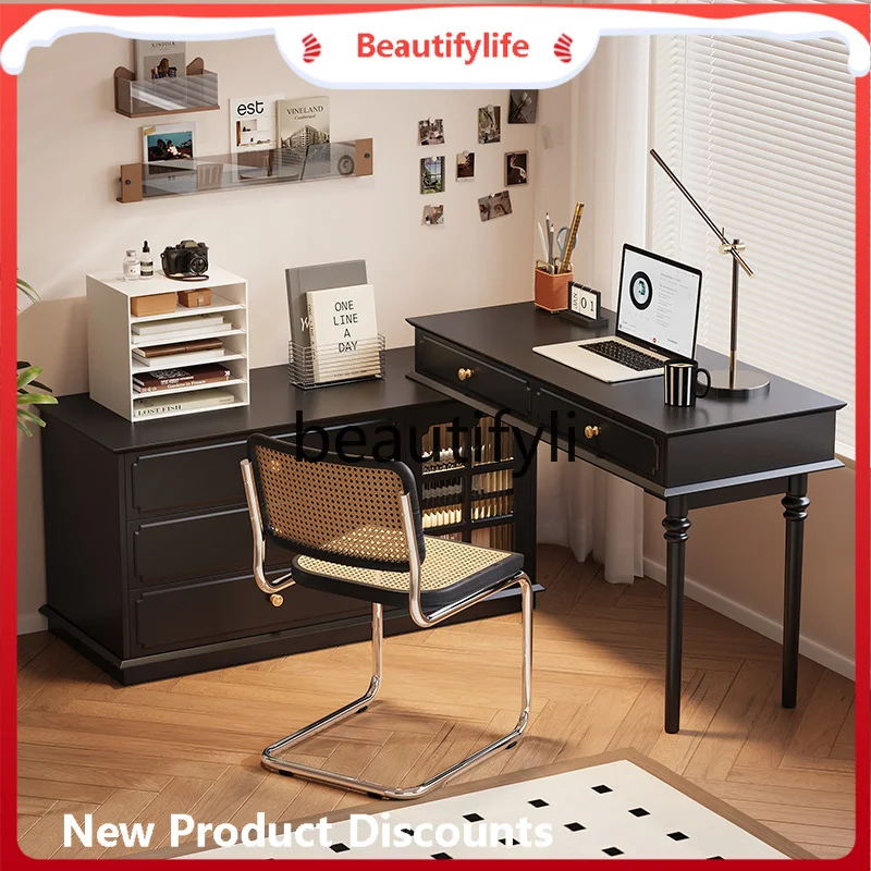 J45 Corner Desk Dressing Table Makeup Integrated Two-in-One Small Apartment Bedroom Solid Wood Extendable Wall-Mounted Table