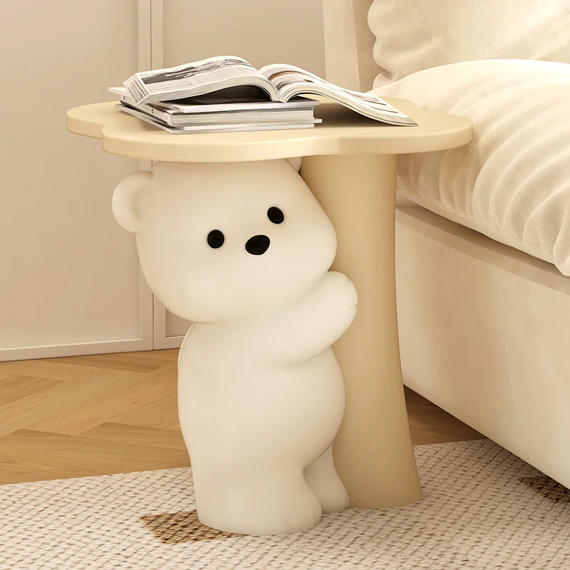 ‌Cute Bear Coffee Table  Resin Cartoon Side Table  Living Room Floor Stand  Creative Bedroom Nightstand - Modern Home Decor