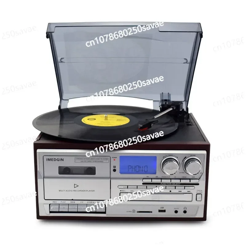 CE Free Customs Clearance Vinyl Record Player with CD Player Cassette Recording and Player  USB SD FM Radio