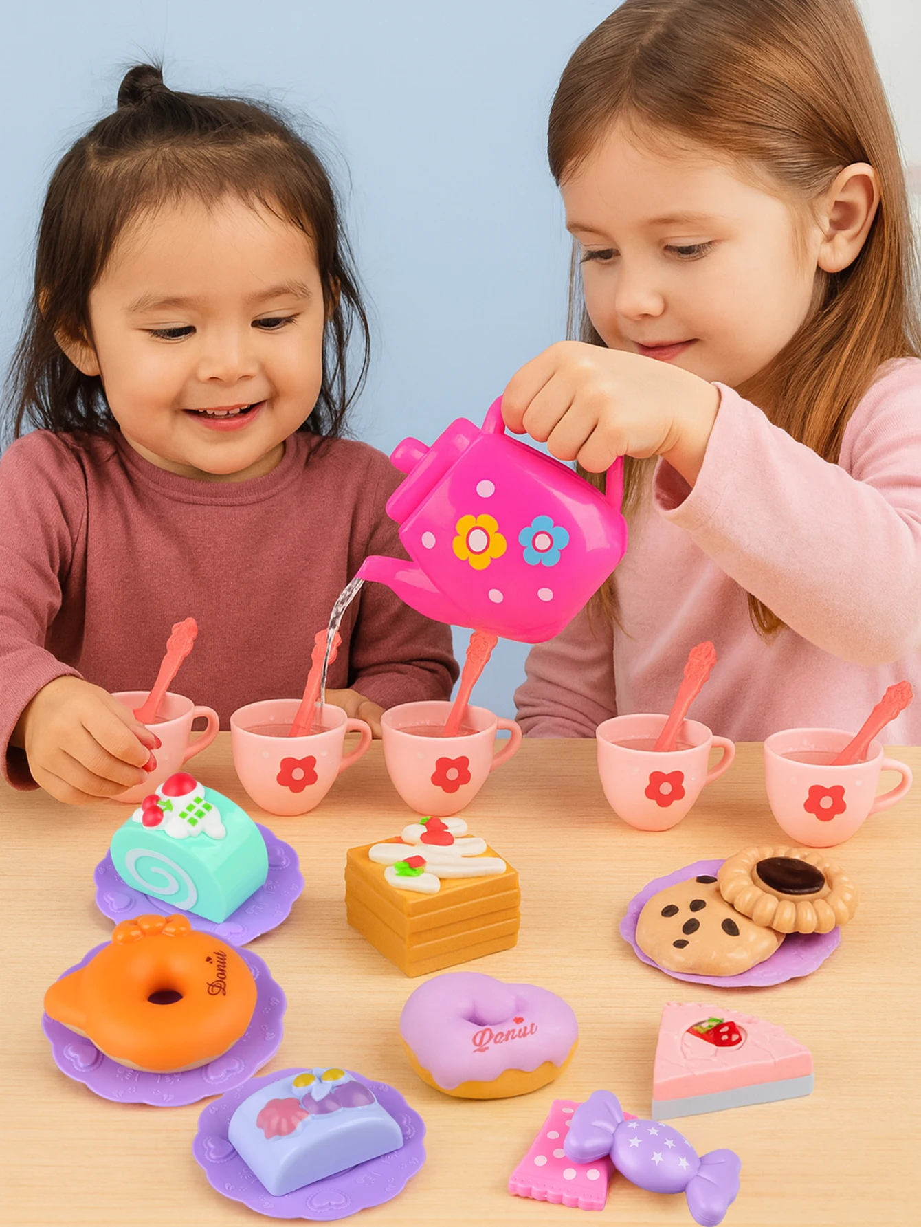 Juego de fiesta de té para niños, 27 Uds., juego de rol de cocina, tetera, taza de té, postre, pastel, juguete para niña, regalo de Navidad