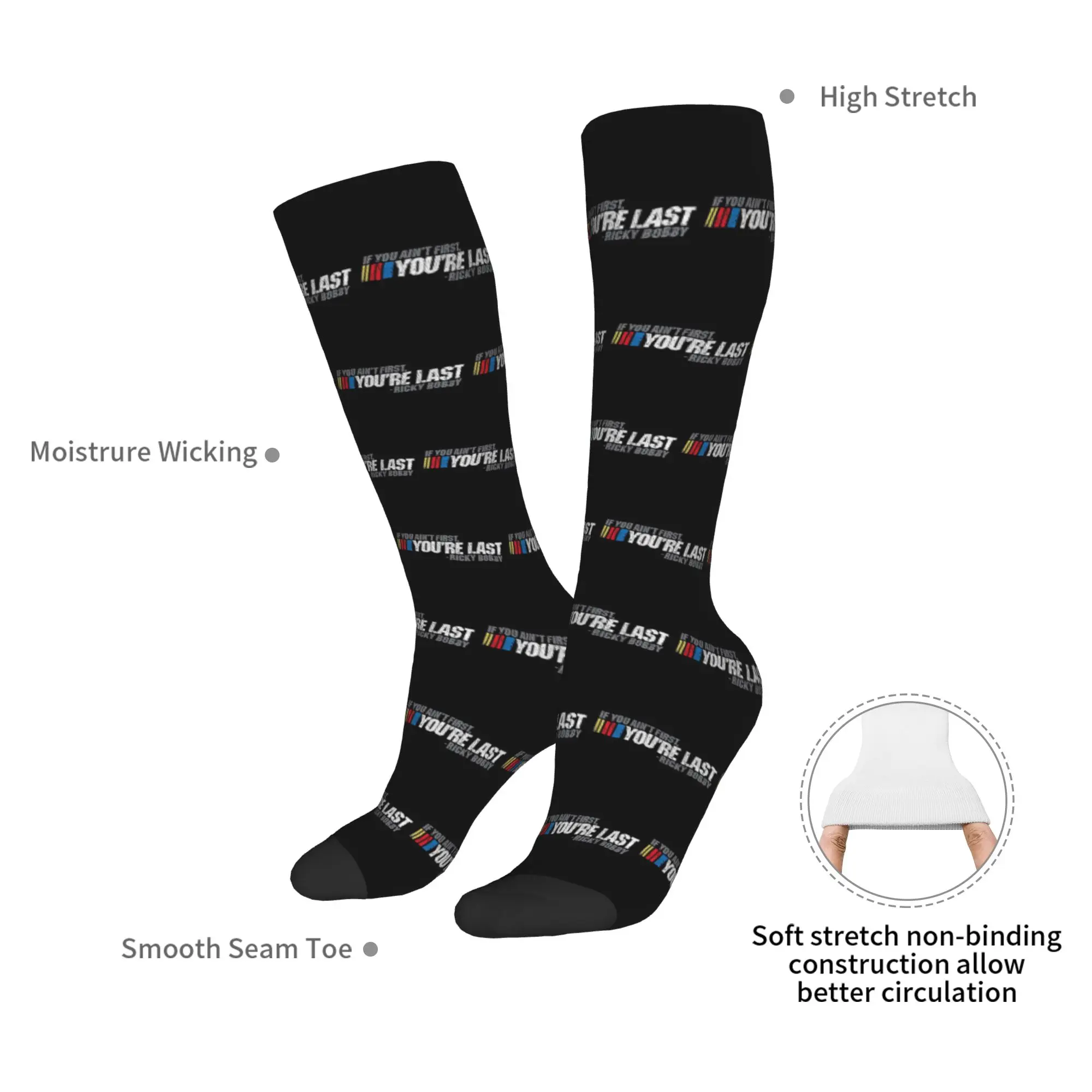 Todas as estações meias de tripulação se você não há primeiro, você é mais recente - Ricky Bobb meias engraçadas hip hop meias longas acessórios para homens e mulheres