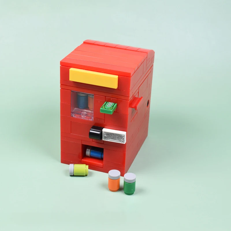 MOC City ATM Safe Box Building Blocks Street View Money Drink Beverage Machine Cash Dispenser Furniture Supermarket Bricks Toys