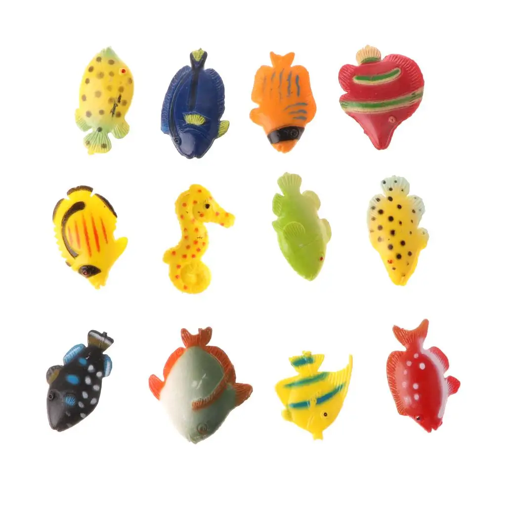 12x Plastic Fish Model Figures Party Favors for Kids Children