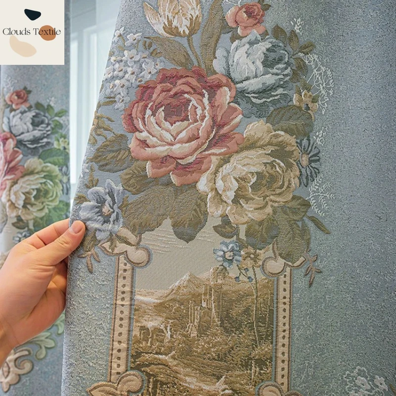 Custom  Size！！European Style High-end Luxury Atmospheric Chenille Blackout Curtains for Living Dining Room Bedroom Decor Window