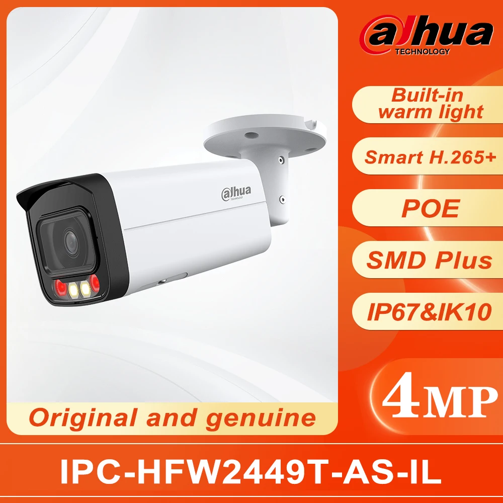 Dahua 4MP Smart Dual Light Fixed-focal Bullet WizSense Network Camera IPC-HFW2449T-AS-IL