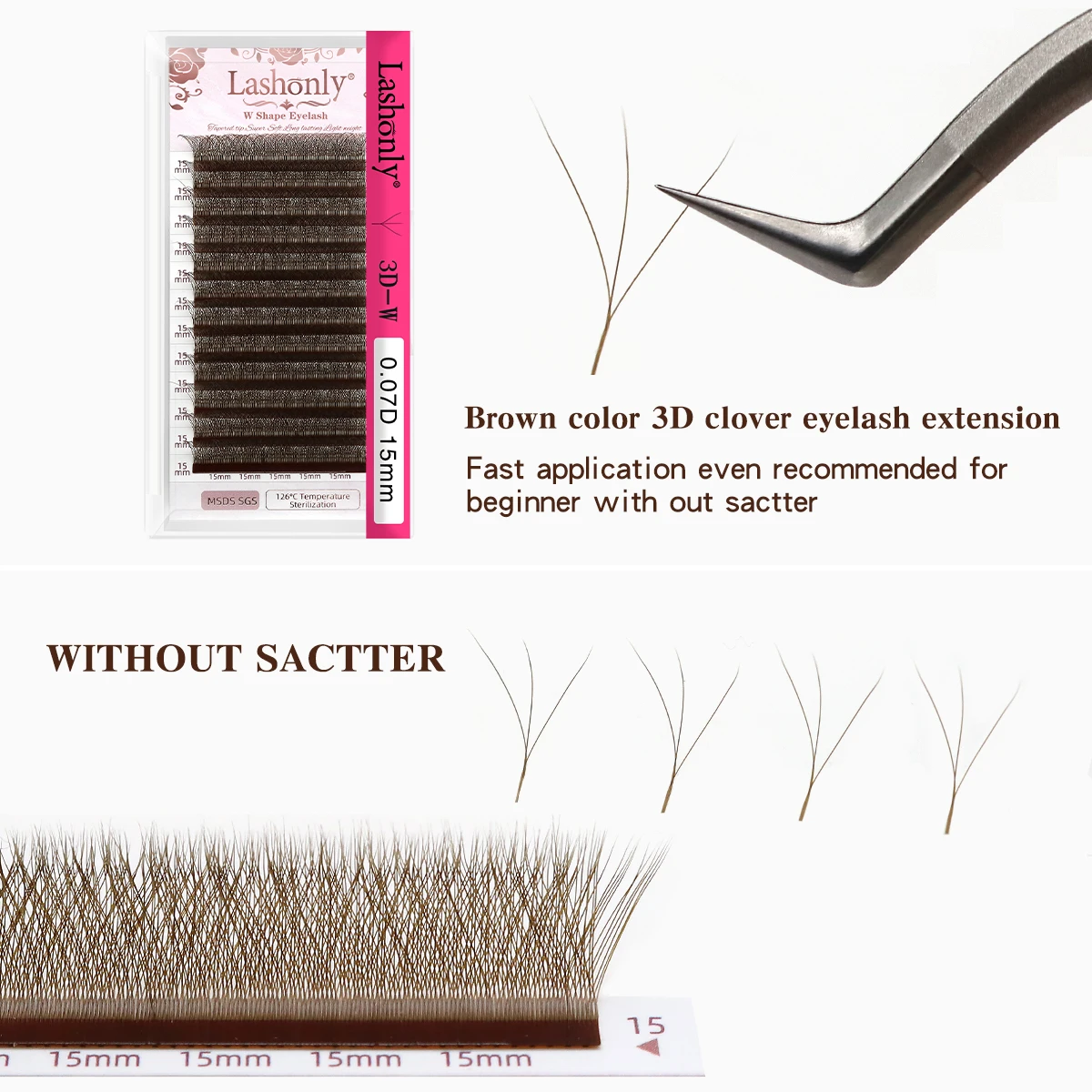 래쉬온리 브라운 W 속눈썹 연장 빔 자동 꽃모양 속눈썹 - Eyelash Extension Fan 리뷰 및 가격