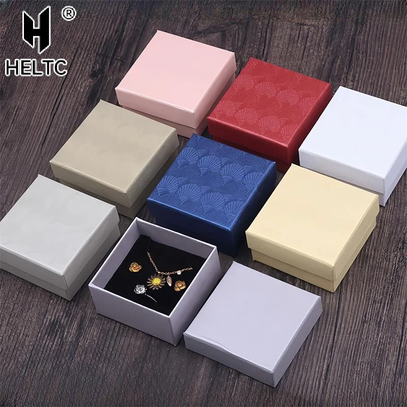 5Pcs 7x7cm Cardboard Jewelry Packaging Box Necklace Earring Bracelet Box Paper Gift Storage Case With Black Sponge