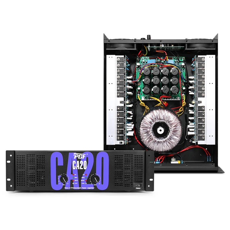 

Hot Sell CA20 Power Amplifier 3U 2*1200W High Powerful Class H Stereo Subwoofer 2 Channel Professional Power Amplifier